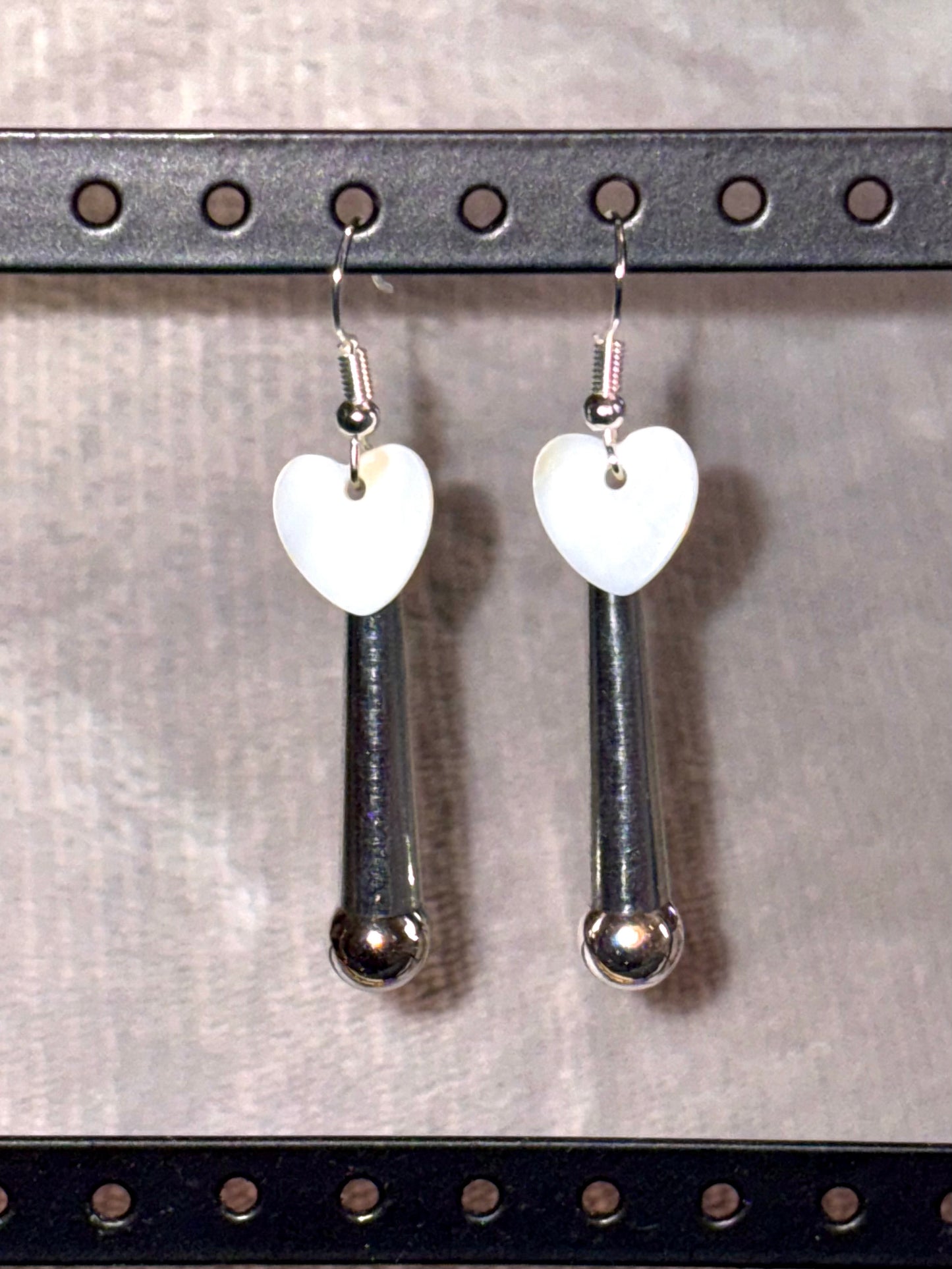 Heart Shell Silver Cone Earrings