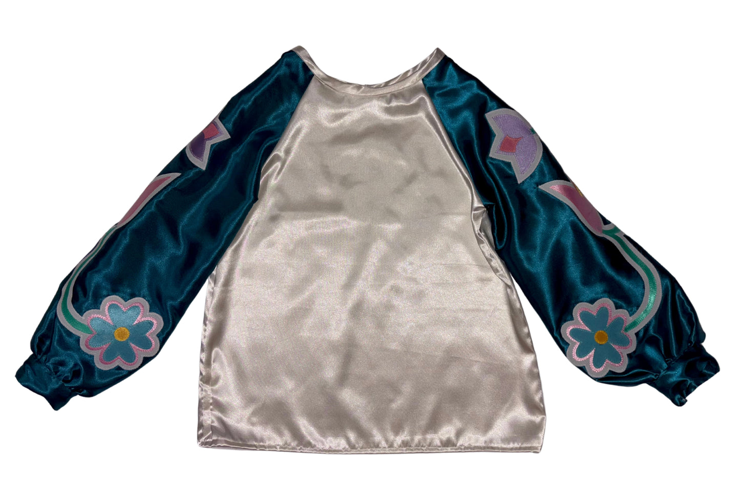 Floral Sleeves Satin Top