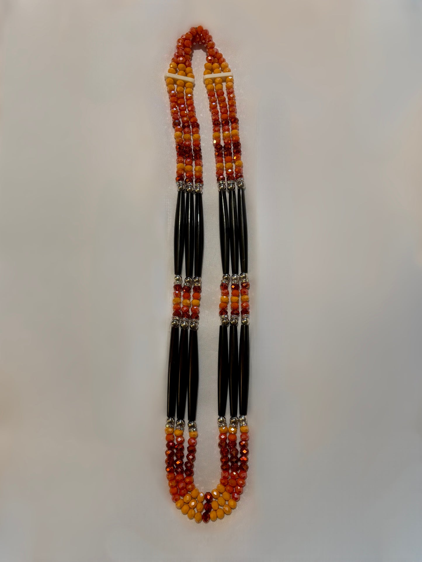 3 Strand Glass Bone Bead Necklace