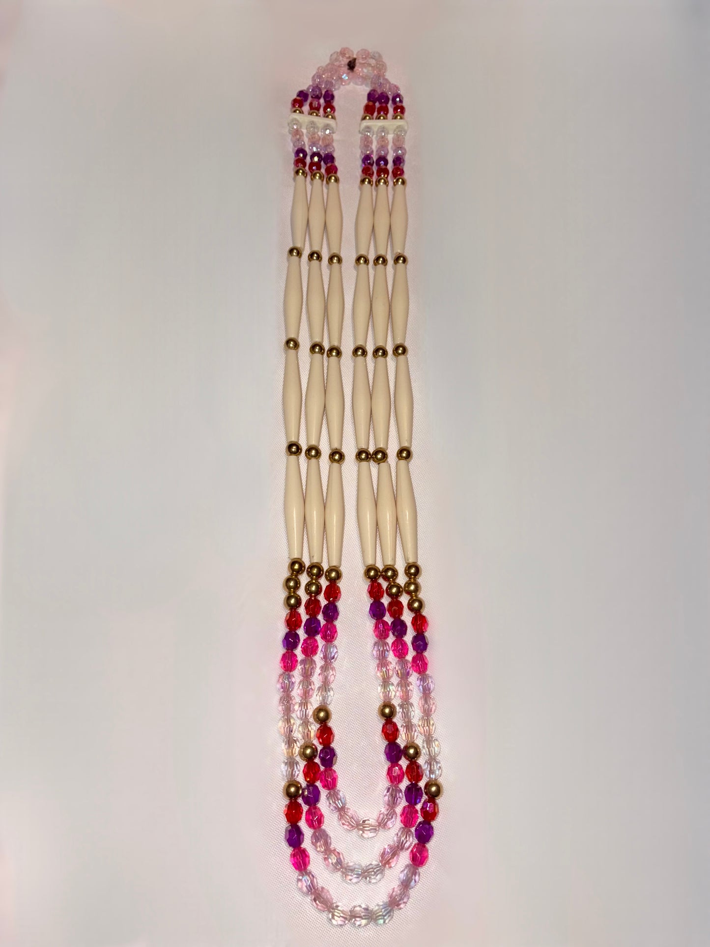 3 Strand Acrylic Bone Bead Necklace