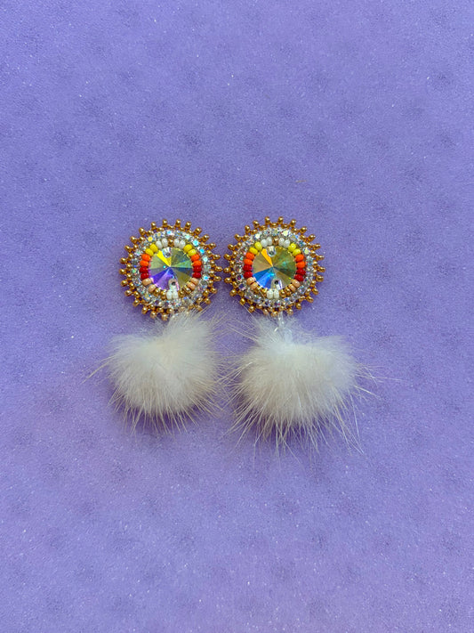 Simple Everyday Faux Fur Pom Pom Earrings