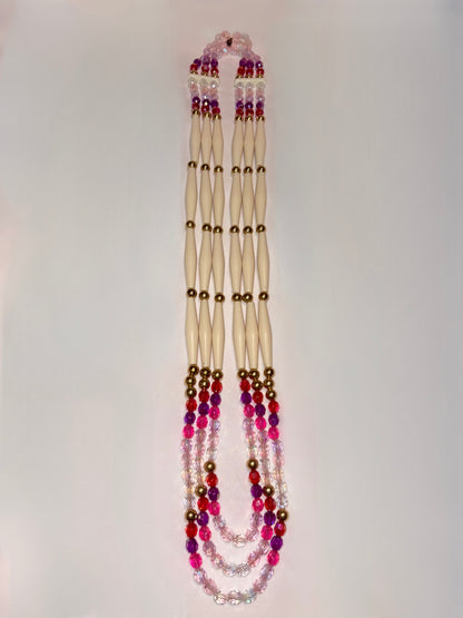 3 Strand Acrylic Bone Bead Necklace